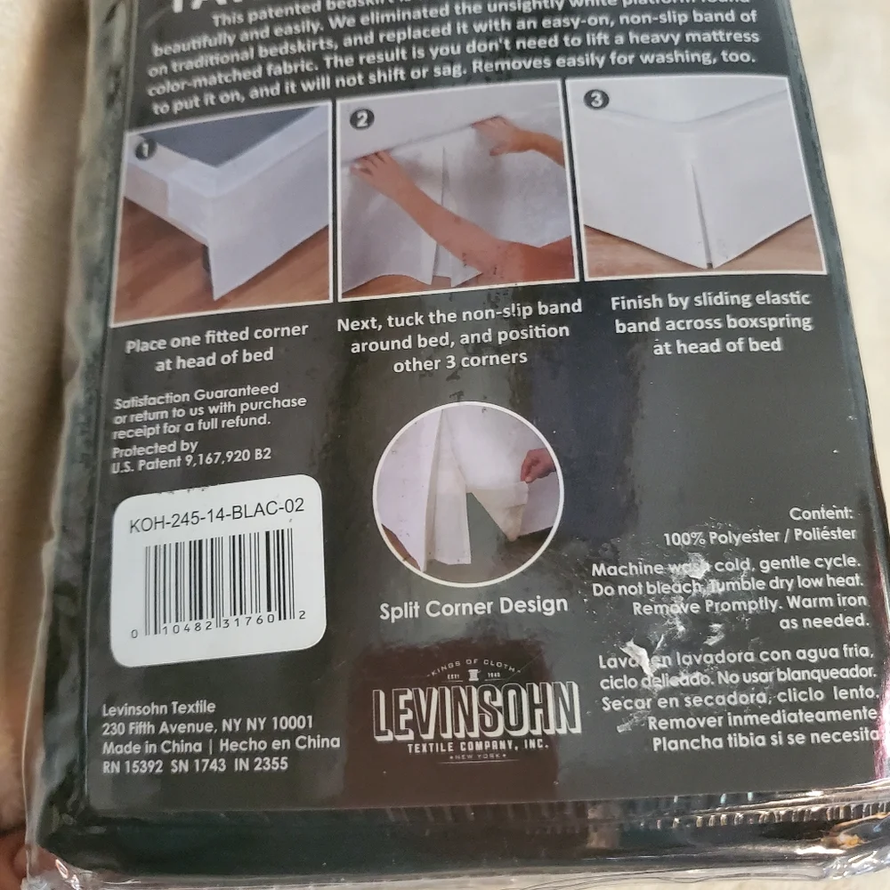 NWT Good News Wrap- Around Tailored Bedskirt - Full Size, Black